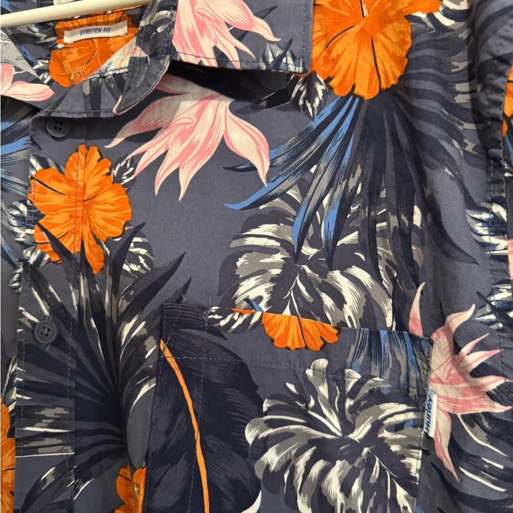 Hurley Hawaiian Print Stretch Fit Button Down Shirt - Picture 3 of 5